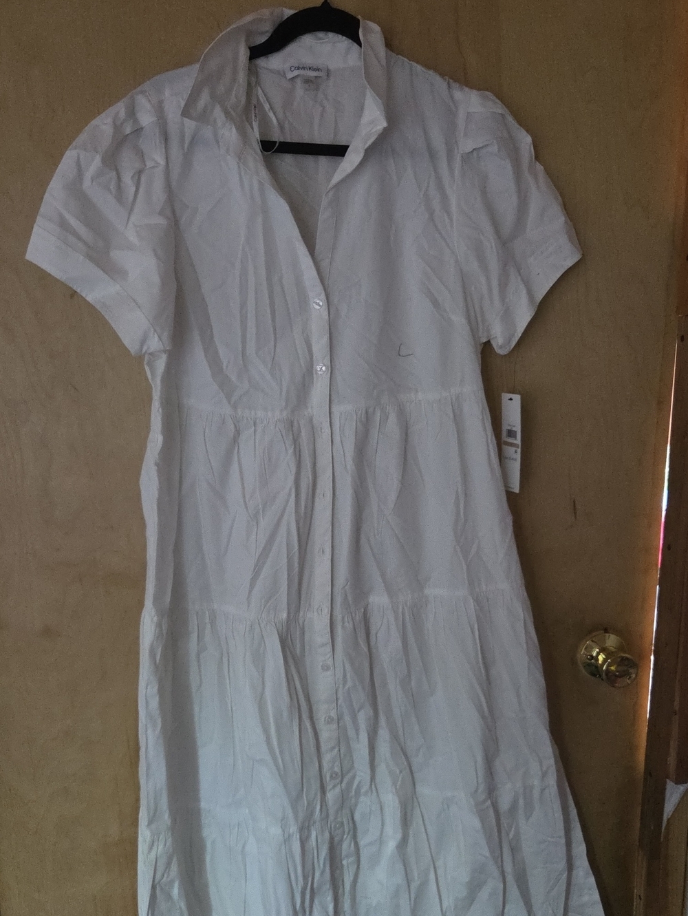 Calvin Klein White Button-Front Maxi Dress